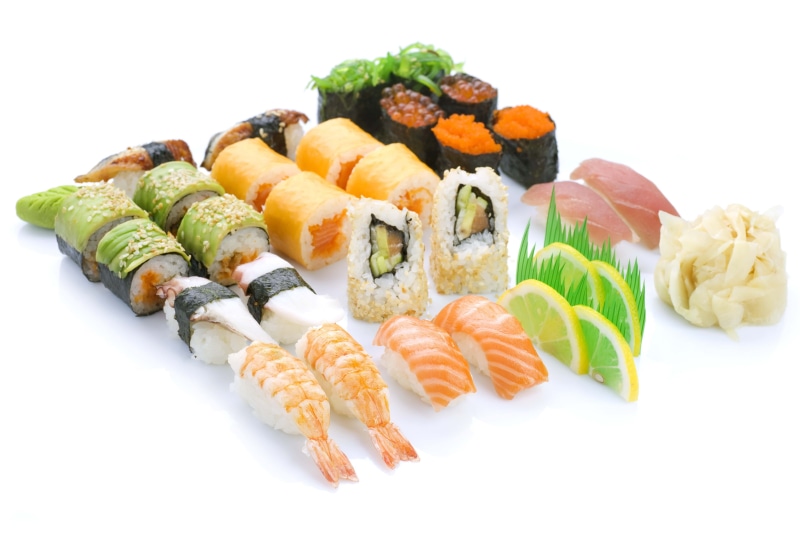 dinner, assorted, seaweed, studio shot, sashimi, wasabi Sauce, sea, asia, salmon, cultures, rolled Up, appetizer, food and drink, 4K, gourmet, lunch, backgrounds