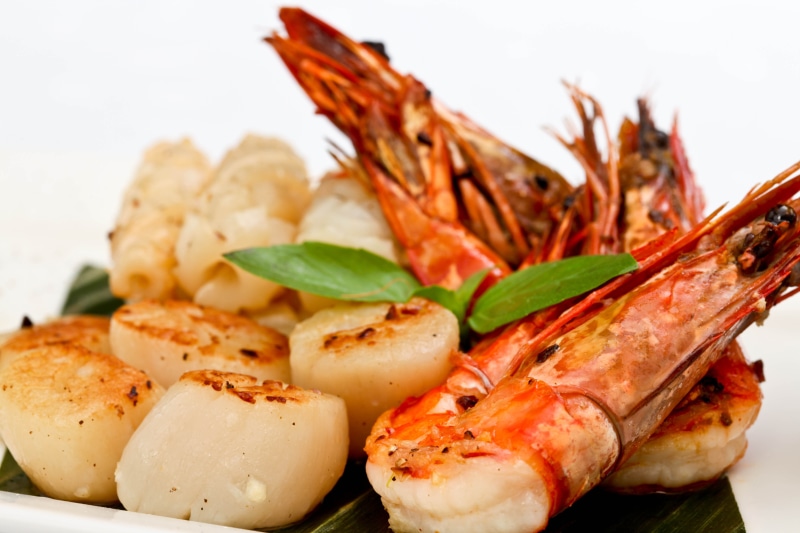 5K, shrimp, greens, seafood salad, scallop