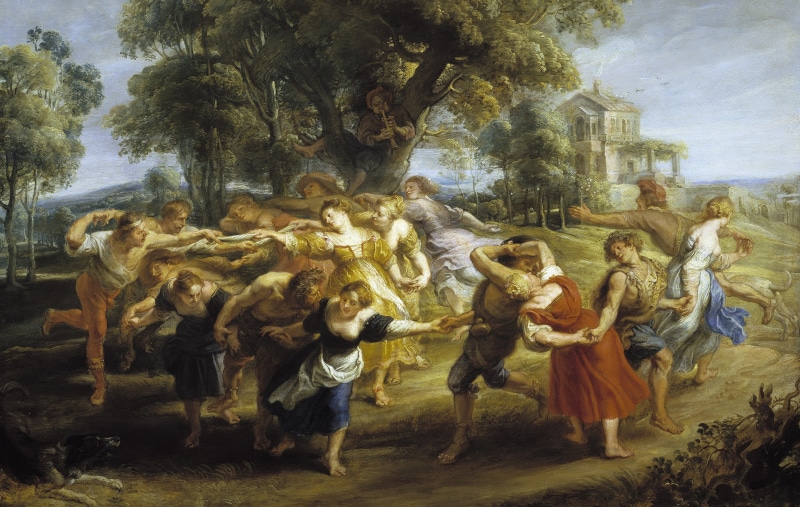 landscape, genre, Peasant Dance in Italy, picture, 2K, Pieter Paul Rubens, Peter Paul Rubens