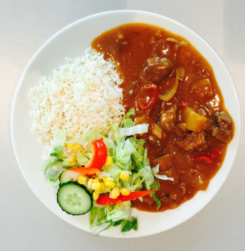 cooked, freshness, salad, bowl, cereal plant, lunch, vegetable, plate, curry, meal, still life, indoors, food, serving size, ready-to-eat, healthy food