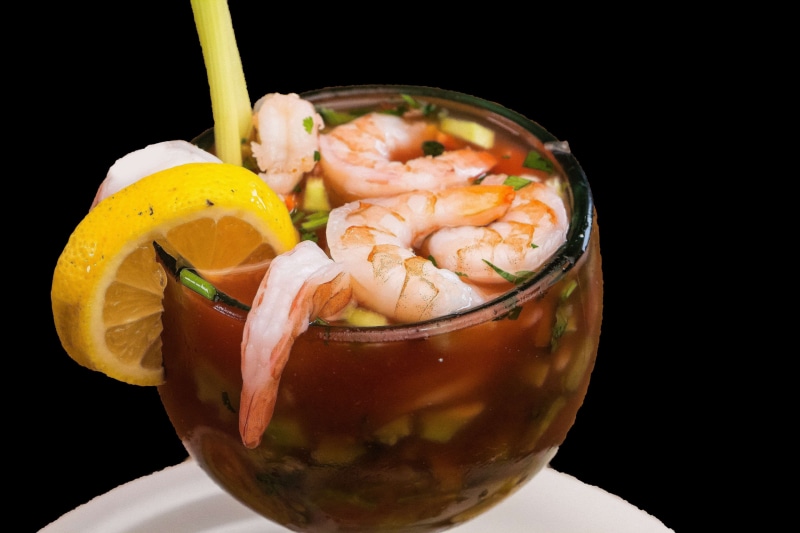 household equipment, slice, temptation, black background, studio shot, ready-to-eat, food and drink, freshness, shrimp, indoors, sea, shrimp - seafood