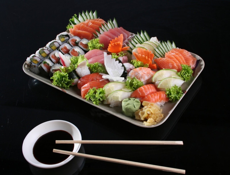 tomato, 720P, indoors, plate, snack, Pickled Ginger, freshness, close-up, wellbeing, asian food, sushi, ready-to-eat, food, seafood, healthy eating, sashimi