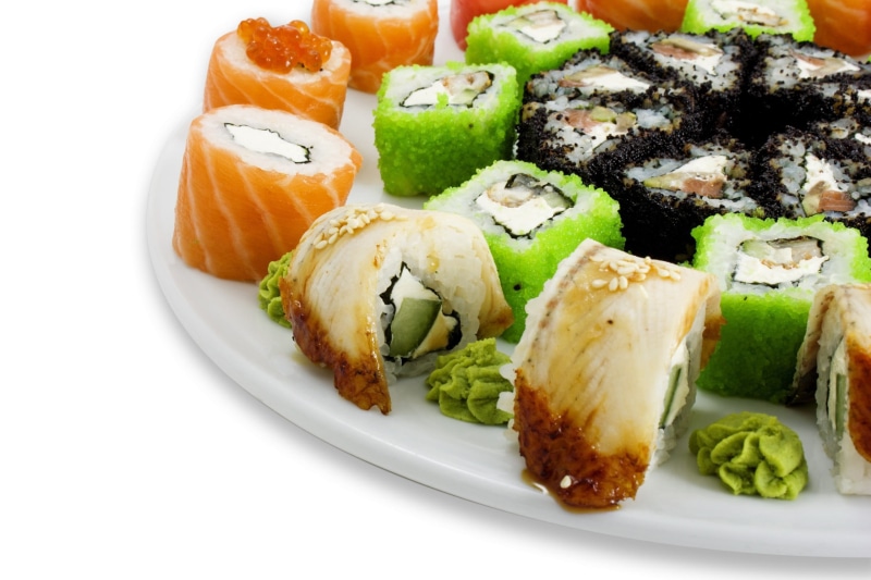 serving size, sushi, slice, ready-to-eat, vegetable, plate, rice, food and drink, freshness, 2K, indoors, seafood, temptation, japanese food, still life