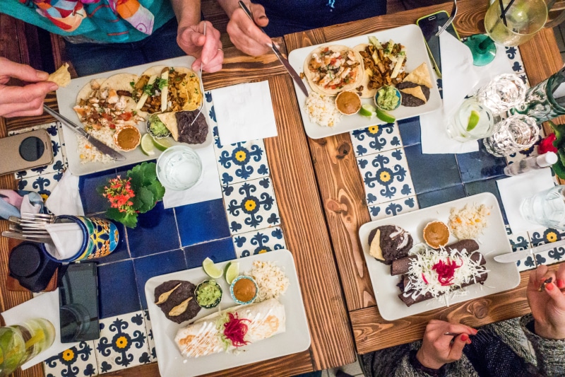 feast, food And Drink, human Hand, healthy eating, table, women, wellbeing, lifestyles, people, plate, 5K, high angle view, burrito, Colorful, Mexican