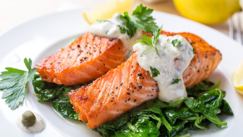 salmon, Grilled Salmon, fish, 4K, food