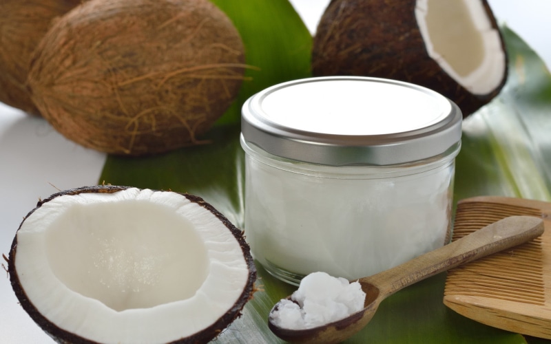 plant part, kitchen utensil, still life, table, coconuts, food, closeup, close-up, leaf, jar, indoors, no people, lunch, spoons, nature, yogurt, container