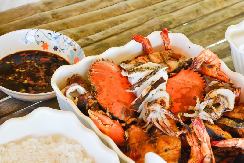 philippines, barbecue, table, fire, 2K, food and drink, ready-to-eat, Seafood, fish, food, crustacean, cebu, grilled, still life, Nath, Beach, plate, indoors