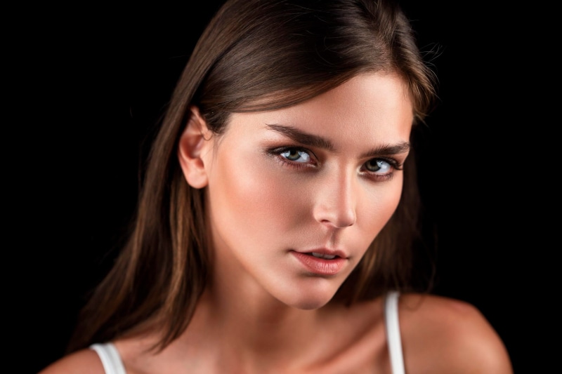 blu eyes, hair, human face, beautiful people, indoors, looking at viewer, contemplation, young women, studio shot, women, headshot, body part, looking at camera