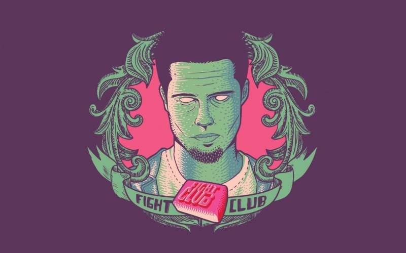 art and craft, green color, representation, illustration, indoors, ornate, wealth, currency, craft, fight club, black background, vector, tyler durden