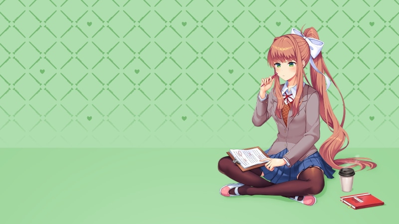 1080P, DDLC, Doki Doki Literature Club, Monika (Doki Doki Literature Club)
