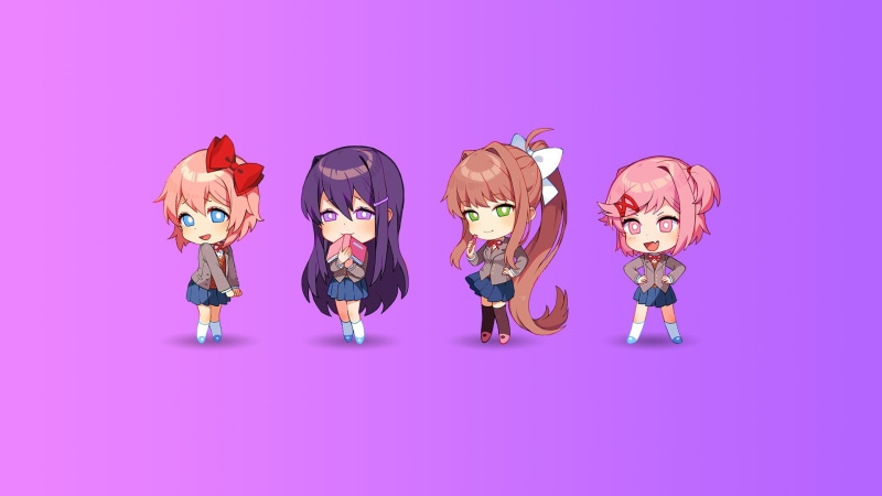 Monika (Doki Doki Literature Club), DDLC, Yuri (Doki Doki Literature Club), Doki Doki Literature Club, 1080P, Sayori (Doki Doki Literature Club), Natsuki