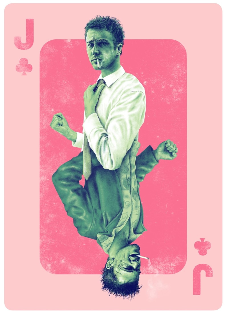 1080P, artwork, movies, Brad Pitt, Fan Art, Fight Club, Edward Norton, Portrait Display