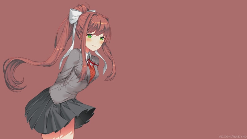 arts culture and entertainment, art and craft, anime girls, red, 1080P, studio shot, Monika (Doki Doki Literature Club), representation, cut out, copy space