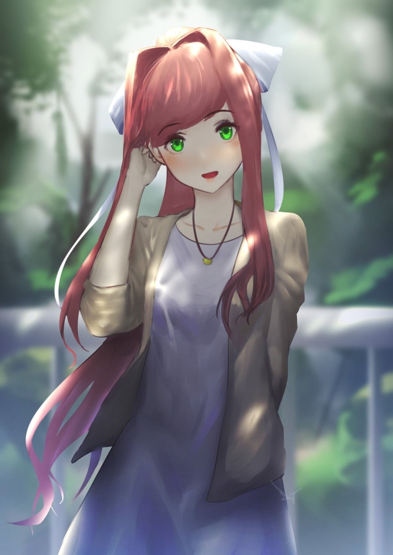 anime girls, adult, nature, 720P, young women, hairstyle, beautiful woman, human representation, one person, looking at camera, females, front view, waist up
