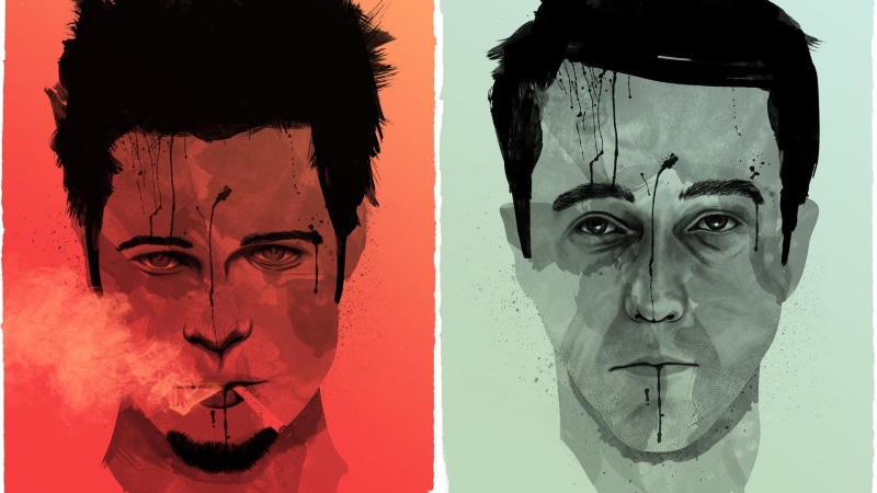 human body part, young women, art and craft, portrait, Brad Pitt, movies, headshot, multiple image, adult, digital composite, Fight Club, studio shot, human representation