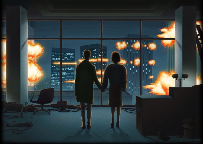 1080P, Fight Club, explosion, movies, artwork, holding hands