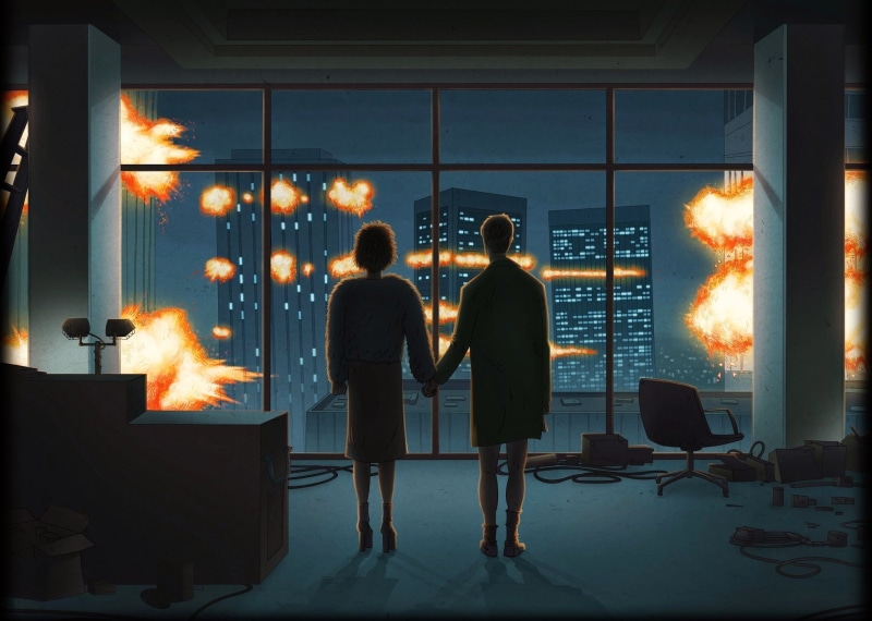 Fight Club, movies, Explosion, artwork, 1080P