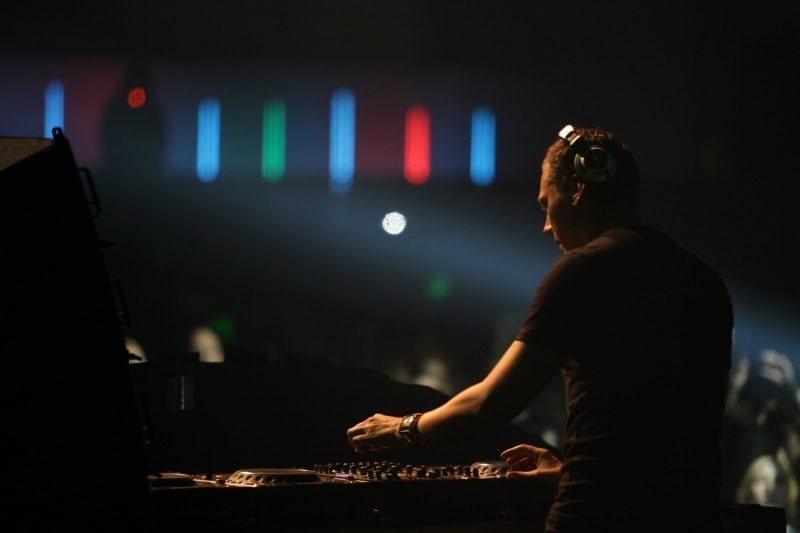 musician, waist up, illuminated, one Person, stage - Performance Space, sound, arts culture and entertainment, Club, males, 4K, Headphones, entertainment