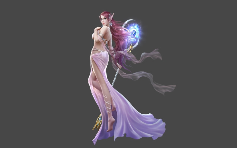 fantasy, long, girl, motion, power, purple, full length, digital composite, elegance, young adult, abstract, indoors, dancing, side view, copy space, clothing