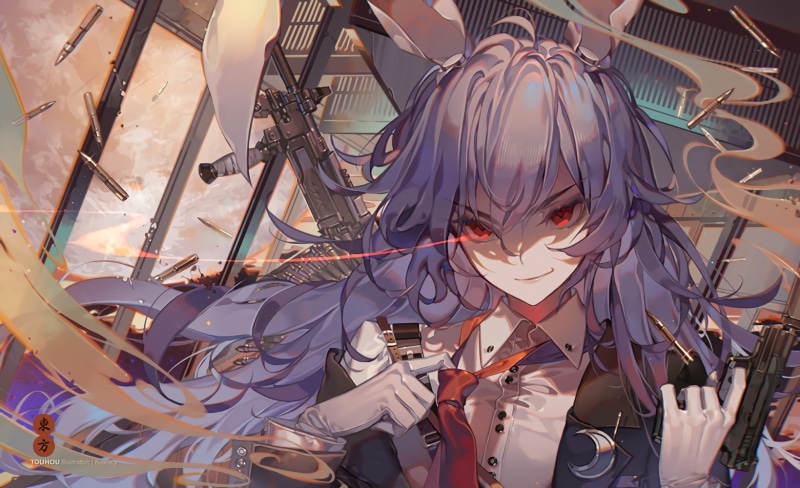 lighting equipment, creepy smile, variation, reflection, art and craft, low angle view, purple hair, metal, close-up, large group of objects, red eyes