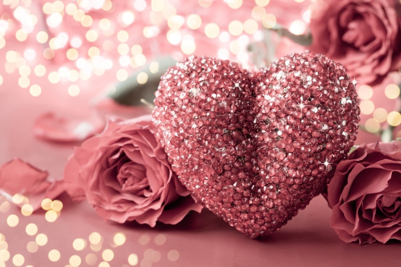 Pink, Holiday, Glitter, Heart, 1080P, Sparkles, Valentines Day, Rose