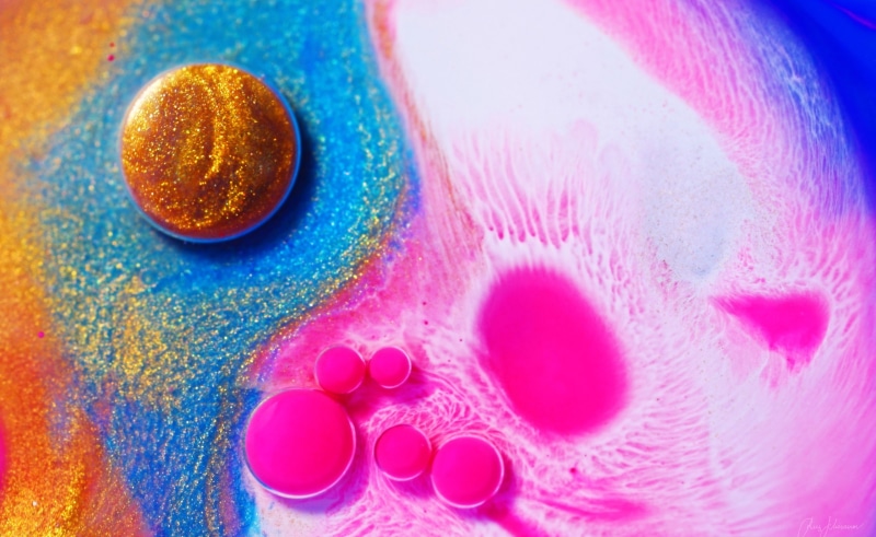 BubbleBursting, paint, Glitter, Vivid, Bubbles, Color, liquid, Colorful, Aero, ChemicalReaction, Macro, 2K, sparkle, Drops, vibrant, Photography, Bright