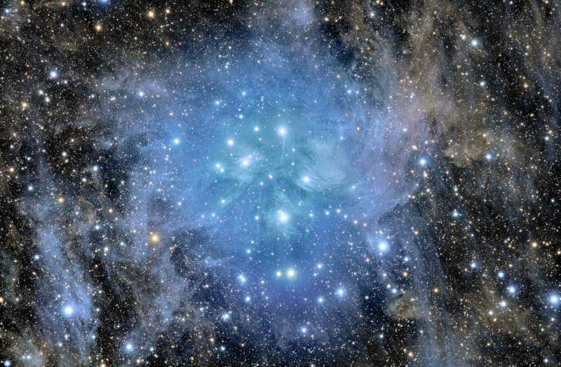 M45, system, snow, luminosity, infinity, majestic, sky, dark, outdoors, milky Way, nebula, beauty in nature, backgrounds, no people, star Field, accumulation