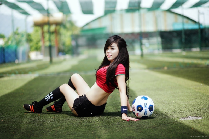 ball, asian, legs, babe, sitting, 1080P, football, girl