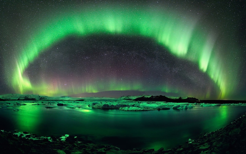 no people, aurora vetter, tranquil scene, aurora polaris, Iceland, ice, borealis, space, environment, sky, sea, water, beauty in nature, star - space, aurora