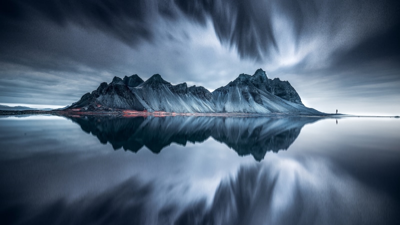 Vestrahorn Mountain, 8K, reflection, Iceland, nature