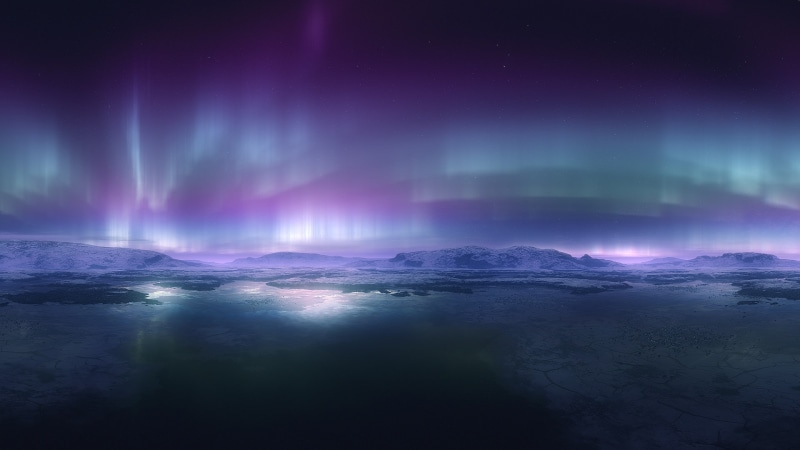 mystery, landscape, purple, illuminated, reflection, nature, dark, tranquility, aurora polaris, Norther, scenics - nature, environment, astronomy, 1080P