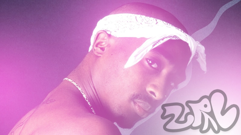 Music, close-up, Tupac Shakur, lifestyles, purple, women, headshot, looking at camera, Singers, young adult, one person, 2Pac, front view, females, real people