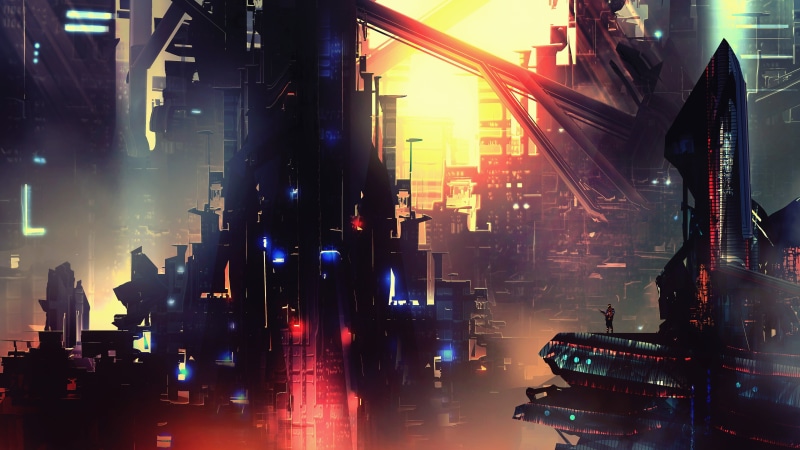 concept art, fan art, futuristic city, digital art, 4K, night, cyberpunk, artwork, fantasy art, CGI, cyber, science fiction