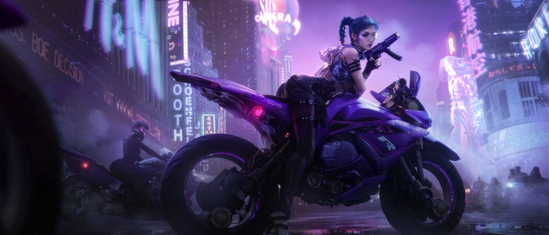 futuristic, cyber city, Cyber Woman, Tian Zi, ArtStation, 1080P, cyberpunk