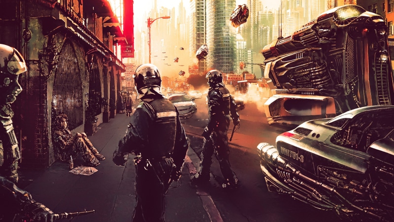 artwork, fan art, science fiction, futuristic city, police, 4K, cyber, futuristic, fantasy art, cyberpunk