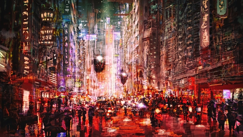 cyberpunk, futuristic, concept art, science fiction, artwork, cityscape, 4K, digital art, 3D, cyber, fantasy art, fan art, technology, night, futuristic city