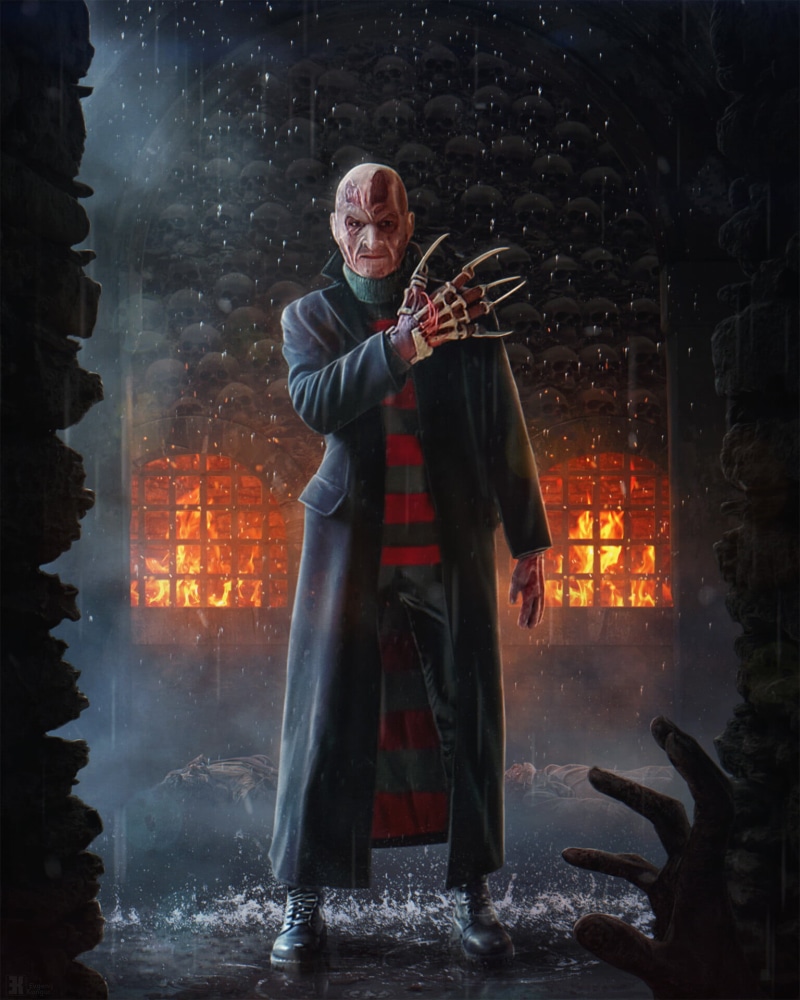 artwork, standing, ArtStation, horror, fire, 1080P, Freddy Krueger