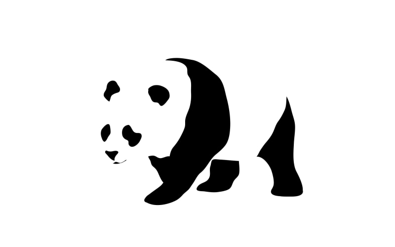 simplicity, panda, no people, shape, indoors, mammal, black color, human representation, minimalism, close-up, animals, white background, cut out, copy space