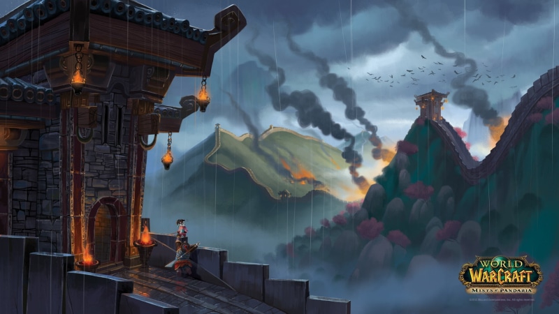cloud - sky, representation, World of Warcraft: Mists of Pandaria, place of worship, sky, religion, illuminated, building exterior, built structure, dusk
