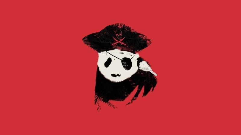 art and craft, pirate, creativity, red, toy, mammal, animal themes, birds, colored background, minimalism, black, illustration, celebration, 1080P, stuffed toy