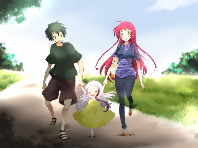 leisure activity, boys, backgrounds, outdoors, front view, activity, art, full length, girl, Threesome, plant, grass, clip Art, casual clothing, adult