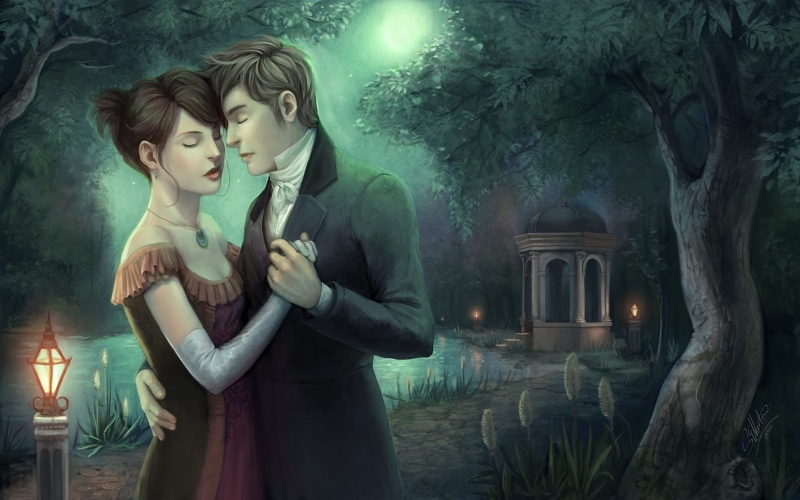 pair, people, heterosexual couple, celebration, lantern, young Adult, horror, dark, females, fantasy, gothic Style, beautiful, couple - relationship, tree