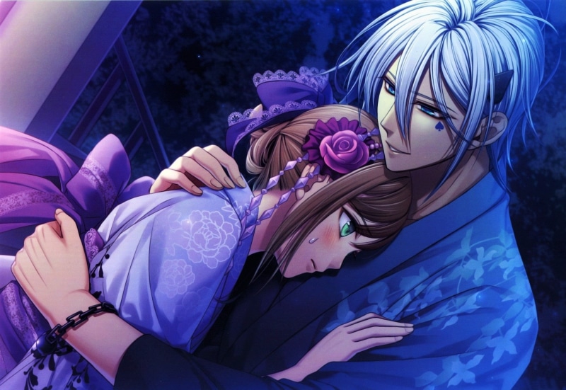 hugs, two, art, amnesia, hanamura mai, yukata, 1080P, a guy and a girl, date, heroine, ikki, tears, Park, night