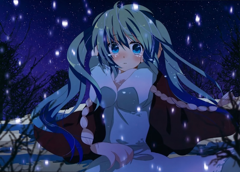 2K, illustration, beautiful, star - Space, image, low angle view, christmas decoration, tree, one Person, outdoors, people, female, celebration, Vocaloid