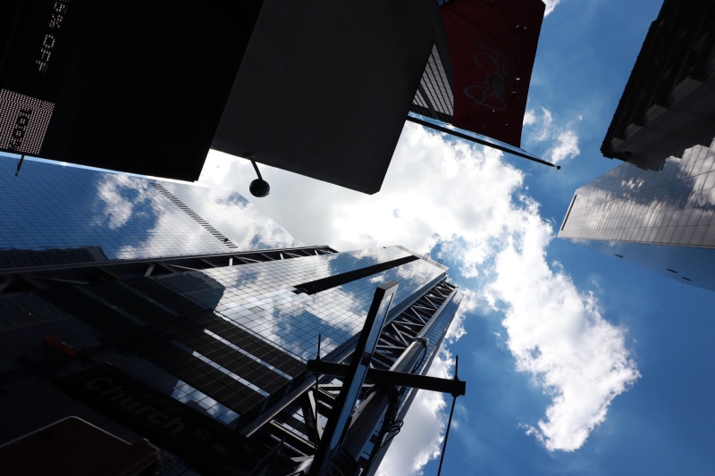 mirror, New York City, building, signal, 1080P, street art, skyscraper