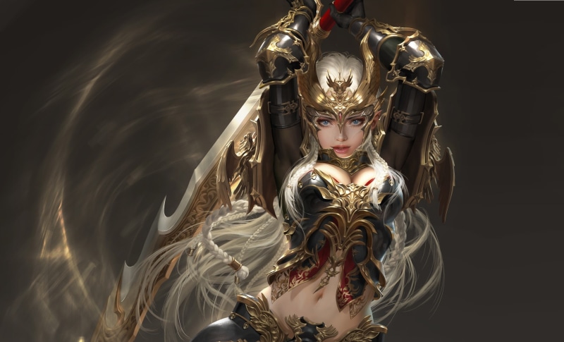 LVL, art, warrior, League of Angels - Origins, costume design, fantasy, girl, 1080P, Solar interference signal