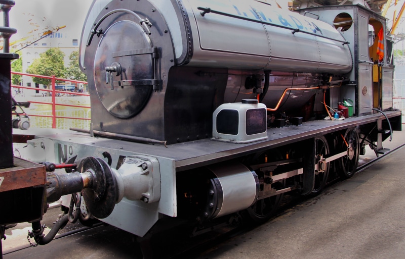 steam engine, travel, no people, rail, wheel, shunting yard, black, railroad track, train - vehicle, vehicle, Transportation, train, repairing, metal, rail transportation