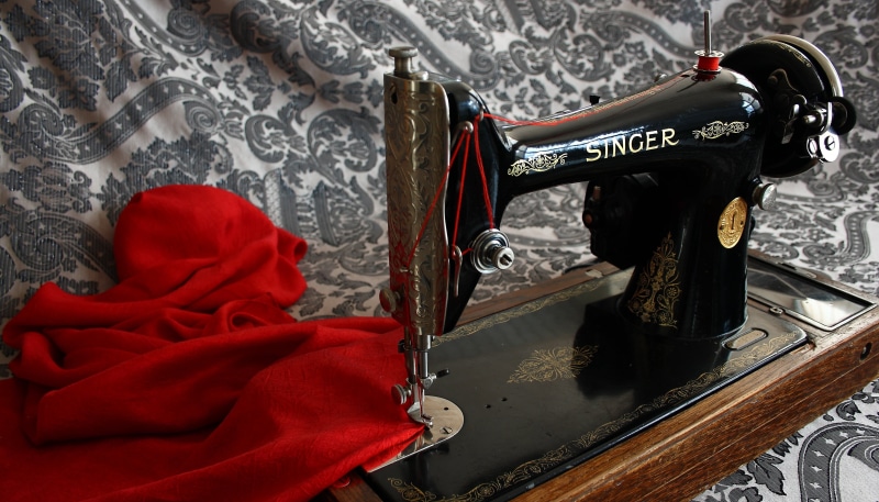 sewing machine, communication, vintage, furniture, armchair, brown, antique, singer, textile, still life, sewing, no people, 2K, night, car