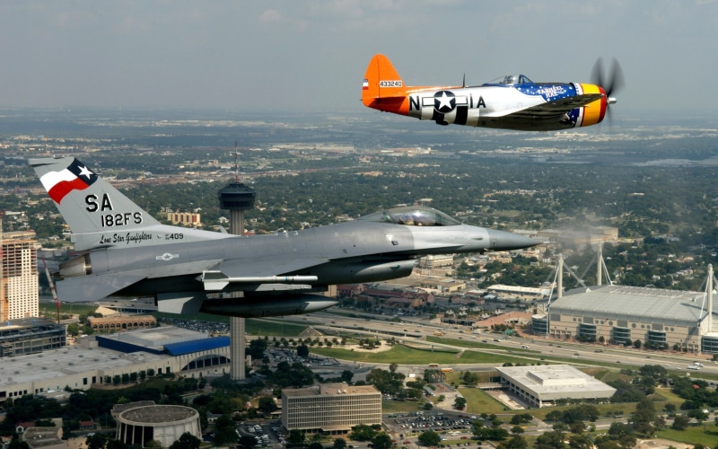 airplane, architecture, General Dynamics F-16 Fighting Falcon, sky, on the move, built structure, jet fighter, navy, black, military aircraft, motion, air vehicle