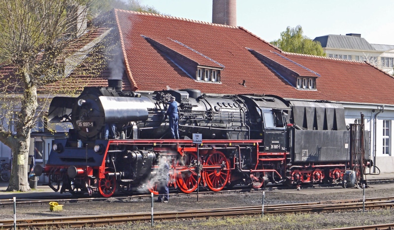 track, no people, nostalgia, guest loco, Dr, post-war construction, bochum-dahlhausen, care, mode of transportation, reichsbahn, railway museum, architecture
